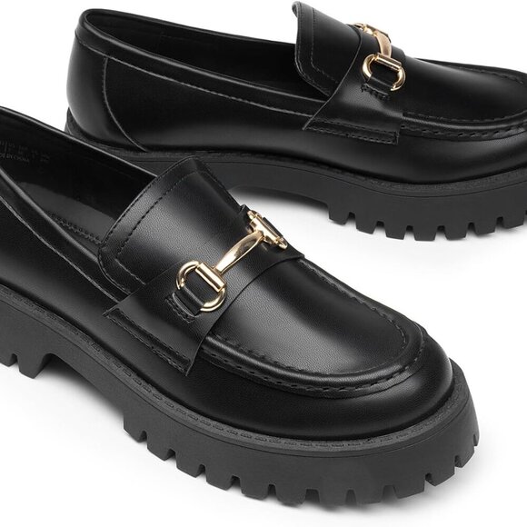 Women's Faux Leather Platform Loafers 8 Casual Dressy Anti-Skid Slip-On - Picture 5 of 8
